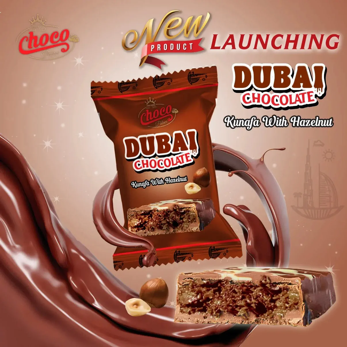 kunafa chocolate with hazelnut flavor 20 GM